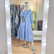 Serina Midi Dress Baju Wanita Gamis Midi Crepe Terbaru