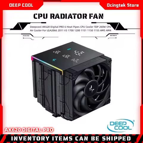 Deepcool AK620 Digital PRO 6 Heat Pipes CPU Cooler TDP 260W CPU Air Cooler For LGA2066 2011 V3 1700 