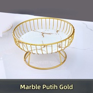 Keranjang Buah SS304 / Piring Keramik / Fruit Basket Gold Marble / Wadah Buah / Rak Serbaguna