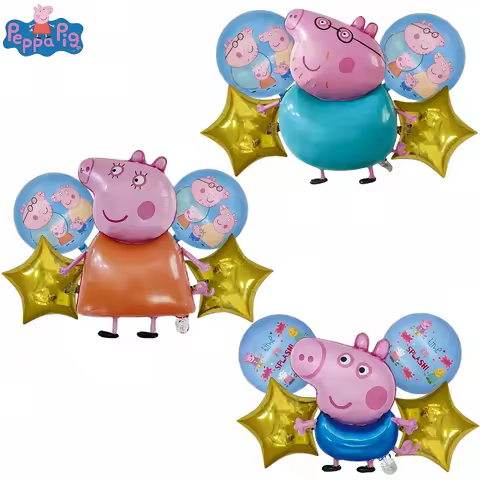 Peppa Pig Theme George Pig Dad Pig Mother Combination Set Aluminum Film Balloon Birthday Children's 