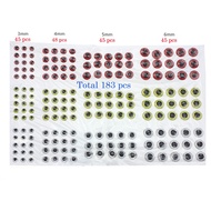 MATA 1 set ( 183 psc ) 3D fish eye stickers monnow bait popper/ fishing lure/