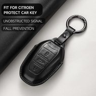 Leather Car Key Cover Case Protection Shell Keychain For Citroen Cactus C4 C6 C8 C3-XR DS DS3 DS4 DS