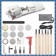 (FTQN) Mini Lathe Machine DIY Woodworking Wood Lathe Milling Machine Grinding Polishing Beads Drill 