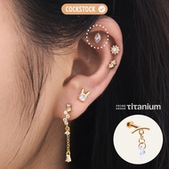 Hideden helix TITANIUM CURVED TEAR DROP COCKTSOCK helix earring