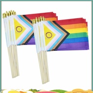 50 Pack Intersex Progress  Pride Stick Flag Small Mini Rainbow Hand Held LGBTQ Flags,5x8 Inch yeheng