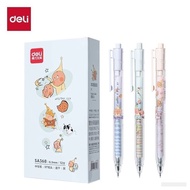 [现货] 速干按动中性笔 得力 考试刷题必备 0.5mm 黑色 | Quick-drying Retractable Gel Pen Deli Needle Tip Exam Black 0.5m w