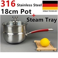 SUS316 Grade 18cm Handle Stainless Steel Milk Pot with Cover