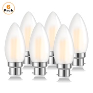 C35 7W B22 Bayonet Cap Led Light Bulbs No Flash 840LM Frosted White Glass Vintage Candle Replace 80W
