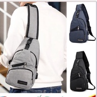 SQ USB Canvas Charging Men’s Chest Pouch Messenger Bag Sling 12G2