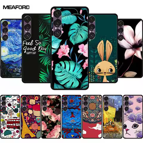 For Sony Xperia 1 VII VI V IV II III Case Soft Silicone Bumper 3D Flowers Emboss Phone Cases for Son