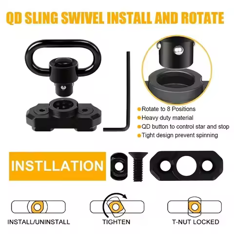 1/2 Pack Two Point Traditional QD Sling 1.25" 2 Point Sling Swivel Mounts for M-Rail Triangle with 4