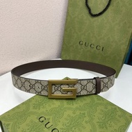 💥現貨💥復古百搭方G扣GG老花雙面可用皮帶 | Gucci Square G Buckle Reversible GG Supreme Belt|