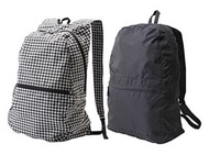 【沒格貓日系選物】全新日本MUJI無印良品 可摺疊後背包 黑格&amp;黑 購物袋 旅行背包