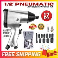 17pcs 1/2 Inch Air Impact Wrench Spanar Kit Pneumatic Solo / 17PCS Kit  PD