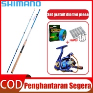 Shimano reel pancing set rod Shimano reel spinning joran pancing spinning rod 1 set fishing rod Portable 2 Bagian