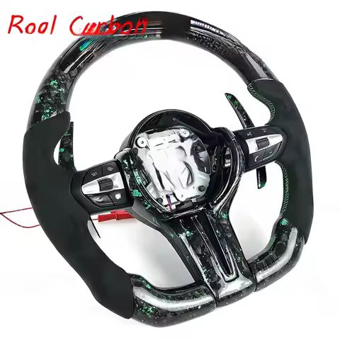 For BMW X1 X2 X3 X4 X5 X6 F10 F11 F30 2010-2019 Forged Carbon Fiber LED Steering Wheel