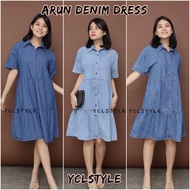 ARUN DENIM RUFFLE DRESS - IMPORTED WOMEN'S DENIM DRESS