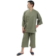 日本 和服 男性用 作務衣 套裝 日式 休閒 室內服 甚平 睡衣