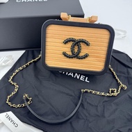 Chanel 22C Wood & Leather Beige and Black Vanity Case