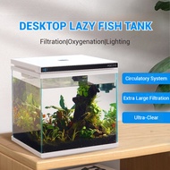Glass Fish Tank Small Household Aquarium With Oxygen Pump Lazy Fish Tank Desktop Fish Tank Set