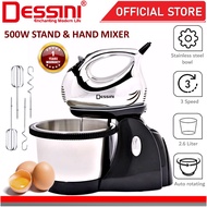 DESSINI ITALY 3 Speed Electric Stand Mixer Hand Beater Egg Blender Grinder Dough Whisk 2.6L Bowl Pengadun Bancuh Telur