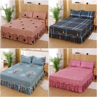3pcs Bedding Bed Skirt with 2pcs Pillowcases Bedspread Bed Sheet Mattress Cover Double Queen King Size Bedsheets