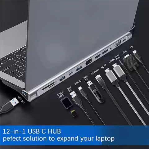 MZX 12 in 1 Docking Station MST USB Hub Type C Multi Multi-hub Concentrator A HDMI-compatible Adapte