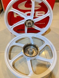 ล้อแม็ก Spark-135 spark115i spark nano 140x17 สี ขาวล้วน หน้าดิสก์ หลังดั้ม: RACING BOY