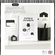 【ICONIC】B5 Doodle Grid Notebook / Buku Nota B5 / Korean Stationery