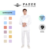 Pazze Baju Melayu Modern Slim Fit Nikah - Pearl White Baby Blue Salmon Dusty Purple Off White Cream 