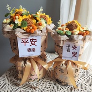 ✨Taiwan Shipment✨Wool Crochet Finished Product Bouquet Sunflower Rose Valentine's Day Gift for Boyfr