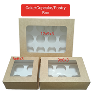 10,20,50pcs Cupcake/Cake/Pastry Box/Cupcake Holder (4/6/12Holes) Kraft Brown sizes 6x6x3/9x6x3/12x9x