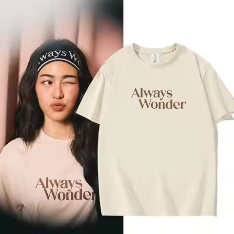 The Secret of Us LingOrm Same T-shirt breathable loose short sleeved Always Wonder letter printed to