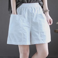 Pure Cotton Shorts for Womens Summer New Wide Leg Loose Straight Tube High Waist Slimming Thin Casua