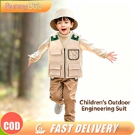 【Fast Shipping】Kids Outdoor Explorer Cargo Vest Hat Dress up for Boys and Girls Park Ranger Zoo Keep