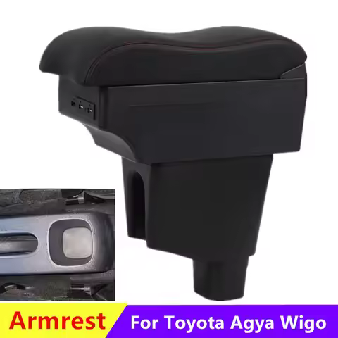 For Toyota Agya Armrest box For Toyota Agya Wigo Car Armrest Central Storage box Retrofit with USB C
