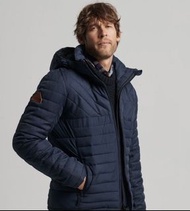 #23旋轉生日慶 superdry tweed mix fuji jacket Xs 極度乾燥毛呢人字紋海軍藍鋪毛羽絨外套
