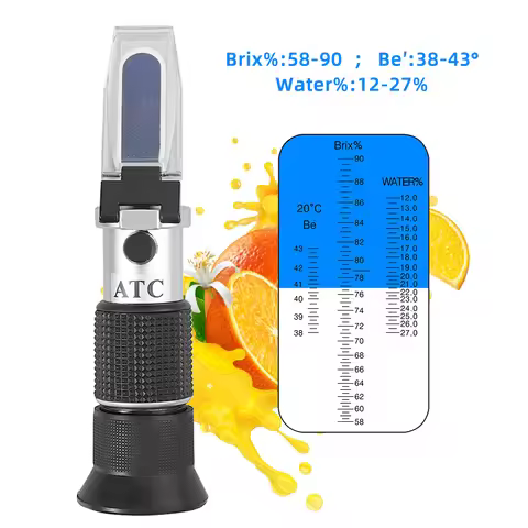 Professional Honey Refractometer 58-90% Brix 38-43° Baume 12-27% Juice Sugar Concentration Meter Tes