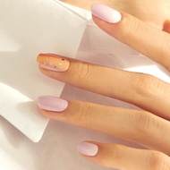 Pastel Nail Stickers 24pcs - Soft Pink & Lavender, Self Adhesive Press On Tips, No UV Needed
