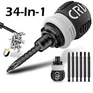 34IN1 Two Way Magnetic Screwdriver Set Double Head Short Handle Ratchet Length Adjustable CRV Cross 
