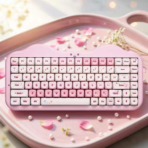YUNZII C75 Wireless Mechanical Keyboard, 75% Creamy Hot Swap Custom RGB Keyboard, Gasket Cute Cake D