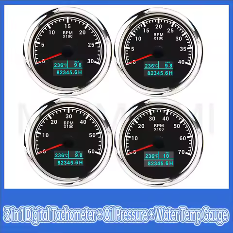 3k 4k 6k 7k 8k RPM Tacho meter 85mm 3 in 1 Tachometer with Oil Pressure Hours Water Temp Meter With 