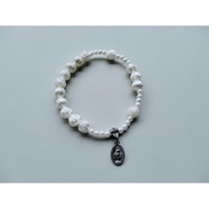 MAWAR G438 ROSARY BRACELET MOTHER MARY ROSE PEARL 8MM CATHOLIC