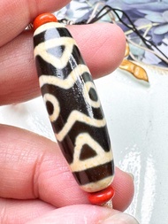 Tibetan Dzi Beads Vajra Tiger Tooth Lotus Three Eyes Dzi Beads Necklaces 藏传老矿牙黄金刚虎牙莲花三眼天珠项链 37.3x12m