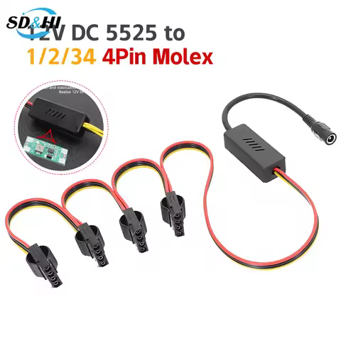 1pcs DC 5525 To SATA Hard Drive Power Supply Cable DC 12V To 4Pin Molex HDD Cable Step-down Voltage 