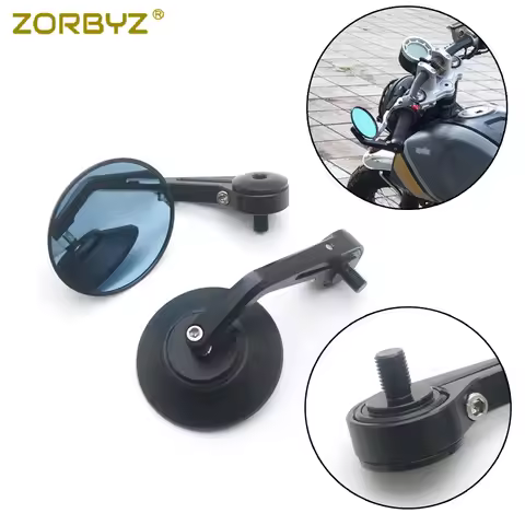 ZORBYZ Black Aluminium Handle Bar End Round Rearview Side Mirror 10mm Thread Inside Mount For Aprili