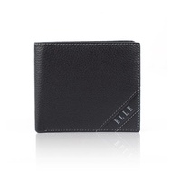 [ELLE HOMME] 3 Sides Side Flip 3 Pane ELLE Beveled Cowhide Short Wallet/Wallet/Men's Wallet (Black) 