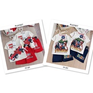 1Y-6Y | SET JALAN BOY | SET TSHIRT SHORT PANTS | PLAYSET BOY | BAJU JALAN BUDAK LELAKI | M4RVEL L3G0