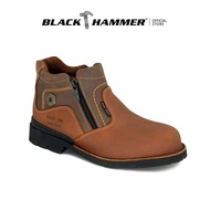 Kasut kulit lelaki mewah kasut kulit Black Hammer 4000 Series Whisky Brown Mid Cut Zip Up Safety Sho