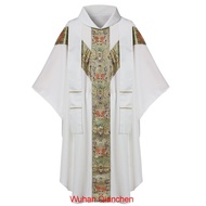 White Church Clergy Vestments Catholic  Pastor  Priest Chasuble  Robe
